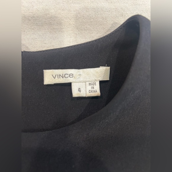 VINCE - Black 100% Silk Sheath Button Down Back Sleeveless Dress Size 4 - Picture 6 of 9